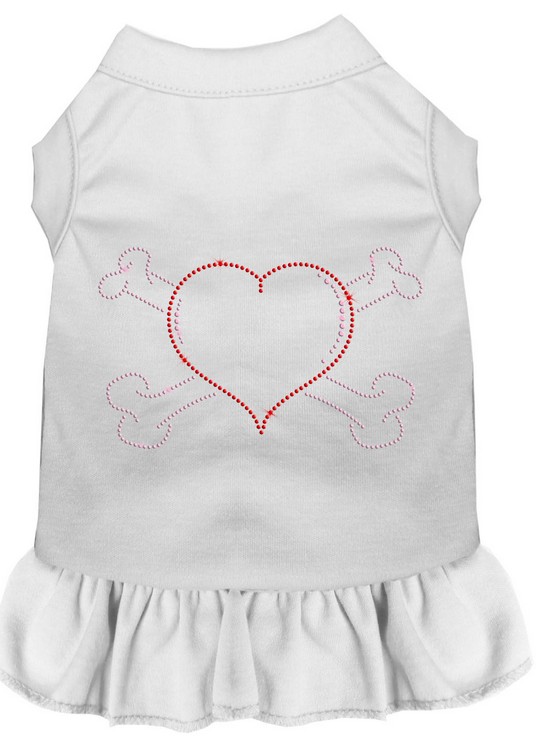 Rhinestone Heart and crossbones Dress White XS